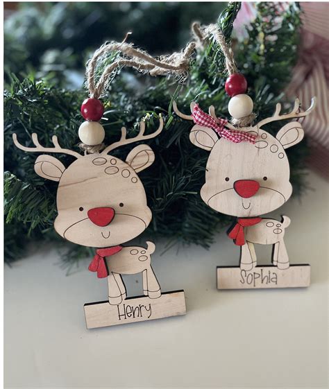 Personalized Reindeer Ornaments Christmas Ornaments Holiday Ornaments