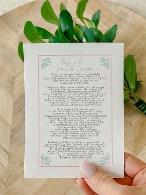 Prayer for the Immaculate Conception - Free Printable – House of Joppa