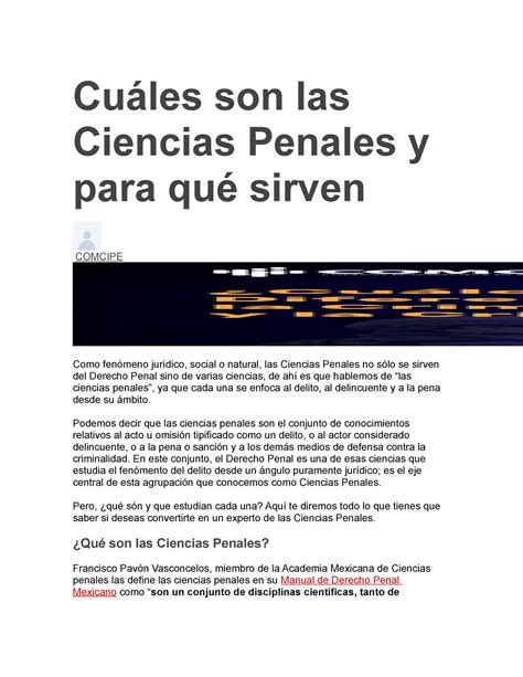 Cuáles Son Las Ciencias Penales Y Para Qué Sirven Cuáles Son Las