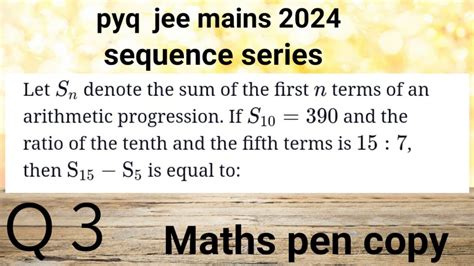 Sequence And Series Class Jee Sequence And Series Jee Mains Pyq