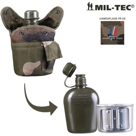 Gourde 1l avec housse et quart camouflage armée française