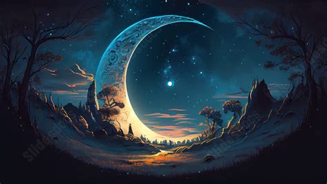 Beautiful Moon On Moon Night Powerpoint Background For Free Download ...