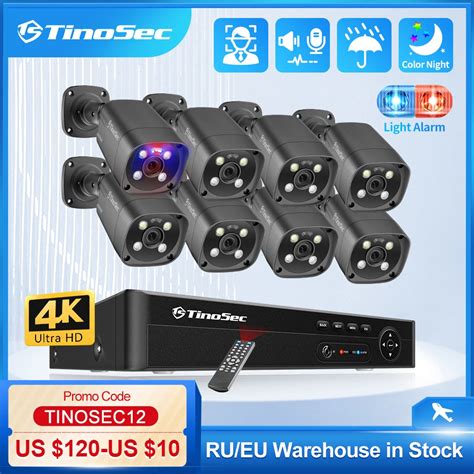 Tinosec 4k Ultra Hd 8mp Security Camera System 8ch Nvr Kit 4mp Poe