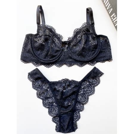 Conjunto Sem Bojo Aro Calcinha Fio Preto Site Exclusivo De Lingerie