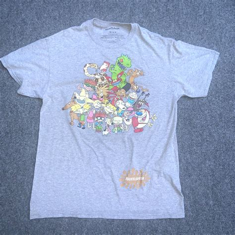 Nickelodeon 90's Cartoon Characters Gray Short Sleeve… - Gem