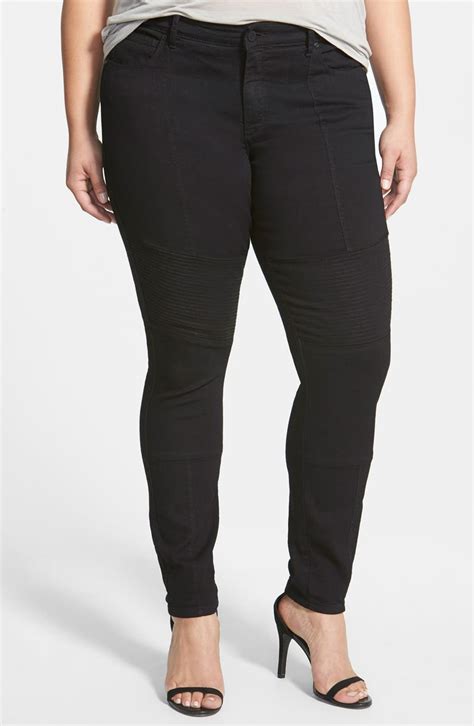 Cj By Cookie Johnson Abound Stretch Skinny Moto Jeans Black Plus