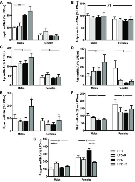 Mean Rna Levels Of Leptin A Adiponectin B Lpl C Fasn D