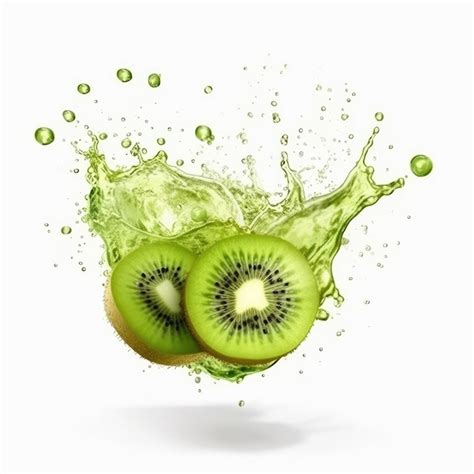 Premium Ai Image Kiwi Juice With Splashes With Kiwi Fruit In Isolated