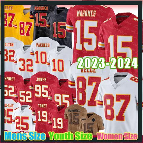 Patrick Mahomes Football Jersey Man Travis Kelce Nick Bolton Kansases ...