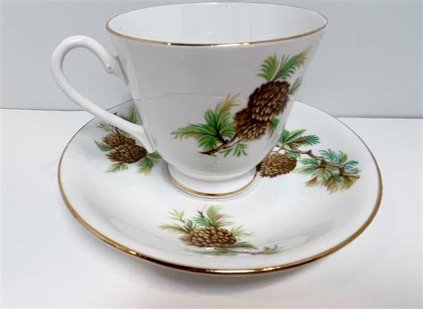 Clarence Teacup And Saucer English Teacups Pine Cone Cups Bone China