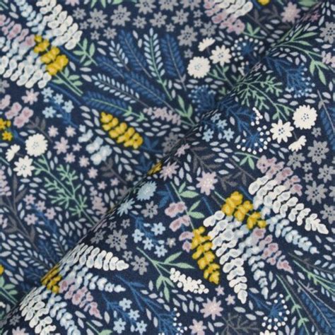 Cotton Fabric Quilting Heather And Sage Floral Blue Makower