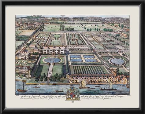 Beaufort House Chelsea England 1709 Restored Map | Vintage City Maps