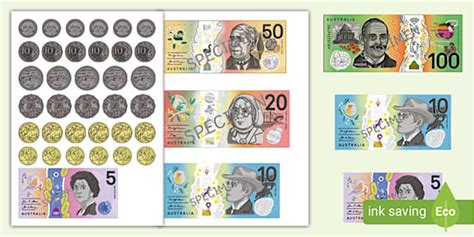 Printable Australian Money Pdf Australian Money Cutouts