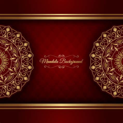 Red Luxury Background With Gold Mandala Ornament Vector Art