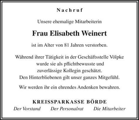 Traueranzeigen Von Elisabeth Weinert Abschied Nehmen De