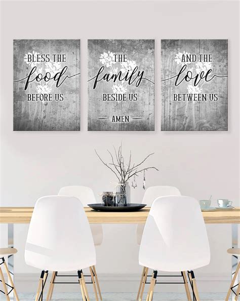 Home Wall Art Bless The Food Before Us Set Of 3 Wood Frame Ready To