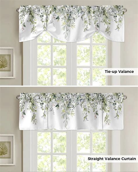 Watercolor Flowers Leaves Green Window Curtain Kitchen Cabinet Coffee