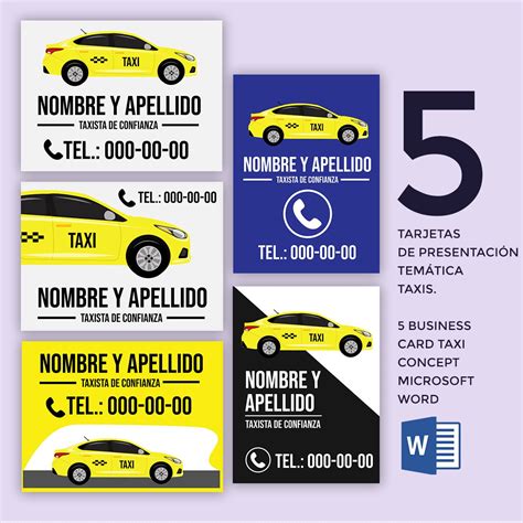 5 tarjetas de presentación taxis 5 business card taxi concept