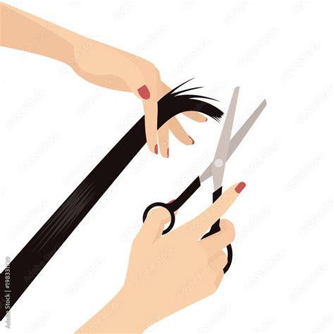 Elegant Woman Hands Cutting Hair Hand Holding Scissors And Hand