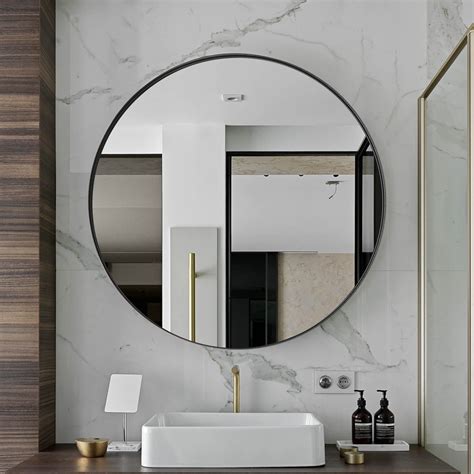 Buy Bathroom Mirror Black Round Mirror 30 X 30 Inch Modern Wall Mirror