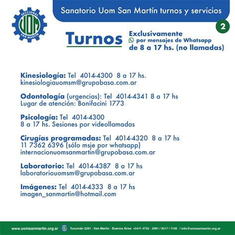 Líneas De Contacto Atención Médica Uom San Martín