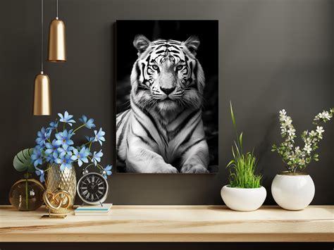 Black and White Tiger Print Tiger Wall Art Decor Monochrome - Etsy