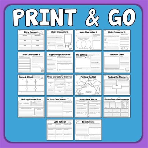 Reading Graphic Organizers and Worksheets for Any Book - No Prep Activities! - Minds in Bloom