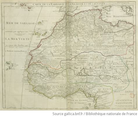 Carte de la Barbarie de la Nigritie et de la Guinée Par Guillaume de