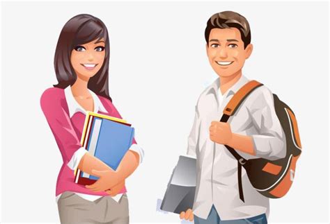 Male and female cartoon college students PNG and Clipart | Student ...