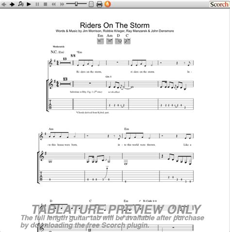 The Doors Riders On The Storm Guitar Tab Free The Doors Guitar Tabs