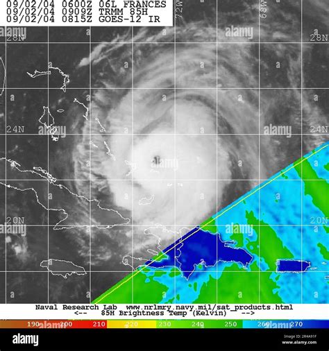 US Navy Satellite image taken from the GOES-12 satellite of Hurricane ...