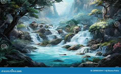 Water Flow Illustration and Other Natural Elements in an Artistic ...