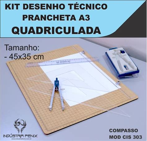 Kit Desenho T Cnico Prancheta Engenharia Arquitetura A Quadriculada