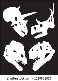 Graphical Set Dinosaur Skull Silhouettes Isolated Stock Vector Royalty