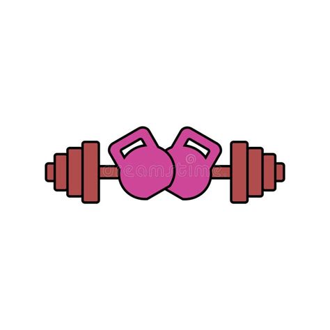 Gym Logo With Kettlebells And Barbell Isolated Colored Vector