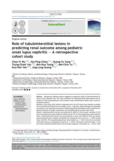 Pdf Role Of Tubulointerstitial Lesions In Predicting Renal Outcome