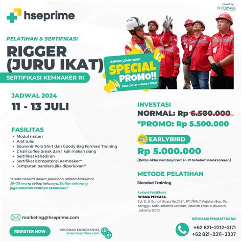 Pelatihan Rigger Sertifikasi Kemnaker RI HSE Prime