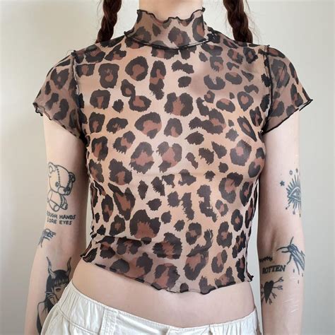 Current Mood X Dolls Kill Sheer Mesh Leopard Print Depop