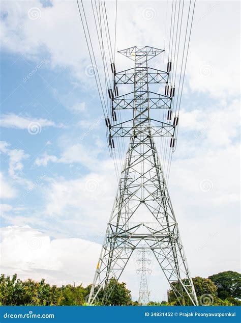 High Voltage Electrical Towers In Line Stock Photography Image 34831452