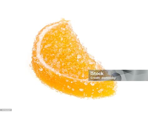 Jujube Orange Jelly Candy Isolated On White Background Stock Photo