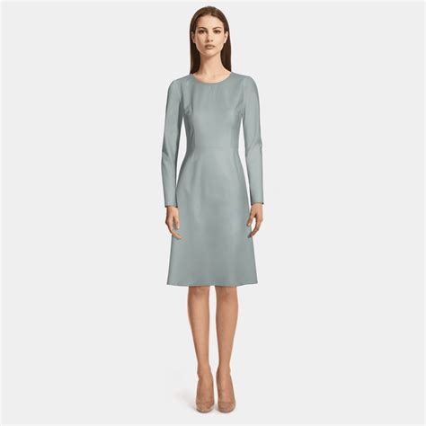 Light Blue Long Sleeve Round Neck A Line Dress Sumissura