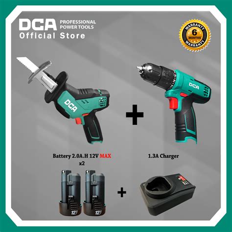 DCA Cordless Brushless Driver Hammer Drill Sabre Saw Combo Set 12V