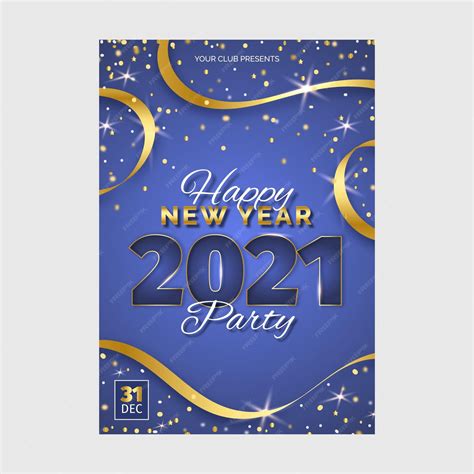 Premium Vector Golden New Year 2021 Party Poster Template