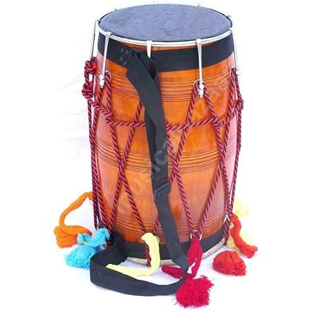 ARCHI MUSICAL Mango Wood Punjabi Bhangra Dhol Natural Finish Free