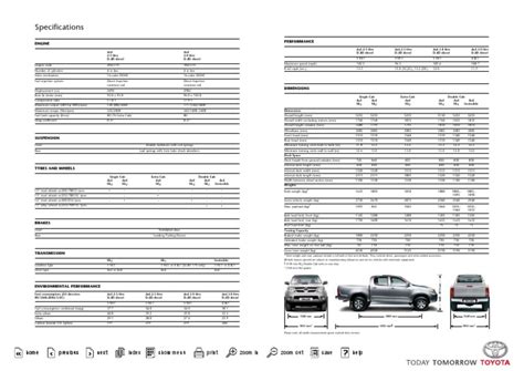 Hilux Specification Diesel Engine Four Wheel Drive