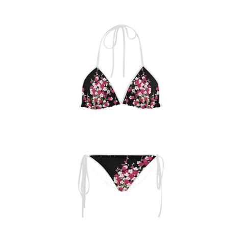 Pink White Sakura Floral Custom Bikini Swimsuit ID D626988