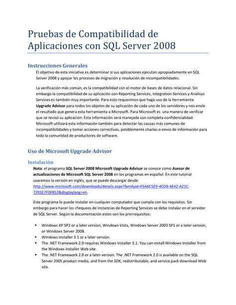 Pruebas De Compatibilidad De Aplicaciones Con SQL
