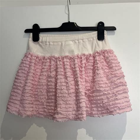 Mezzo Piano Pink White Ruffle Skirt From Depop