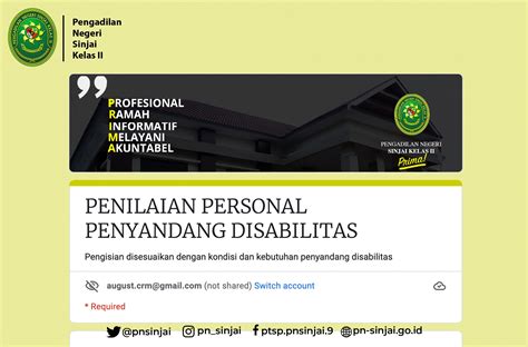 Form Penilaian Personal Bagi Penyandang Disabilitas