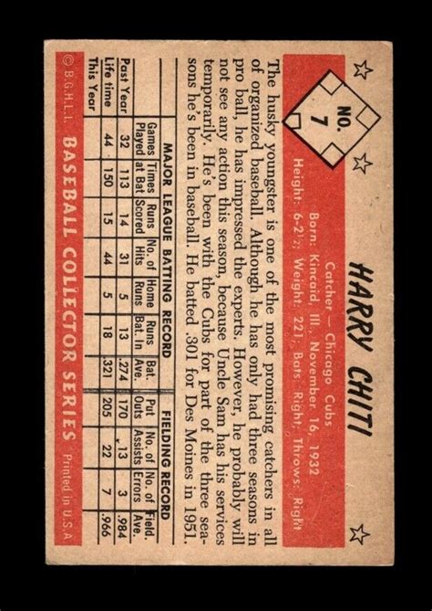 1953 Bowman Set Break 7 Harry Chiti VG VGEX GMCARDS EBay